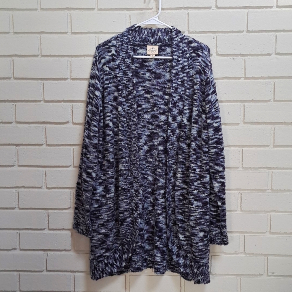 St. John's Bay Blue Heathered Long Fuzzy Open Cardigan. Size XL - Picture 1 of 7
